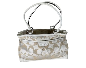 Coach Signature Ivory/gold Metallic Leather Shoulder Bag