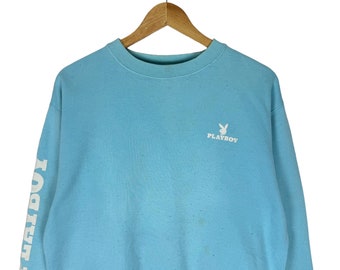 PLAYBOY Sweatshirt Big Bunny Blue Colour Sweater Crewneck Pullover