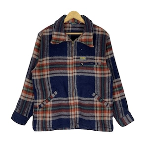 Vintage 90s Oshkosh Bgosh Flannel Zipper Plaids Multicolour Jacket Size Small