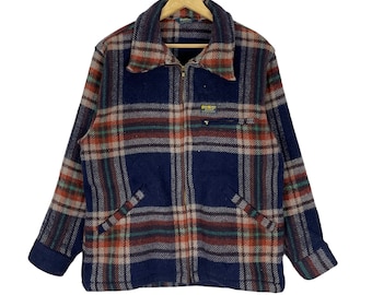 Vintage 90s Oshkosh Bgosh Flannel Zipper Plaids Multicolour Jacket Size Small