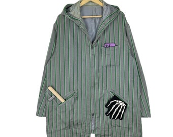 Vintage 90er Jahre Yohji Yamamoto Y's For Men Wolle gestreifter Kapuzenpullover - Large