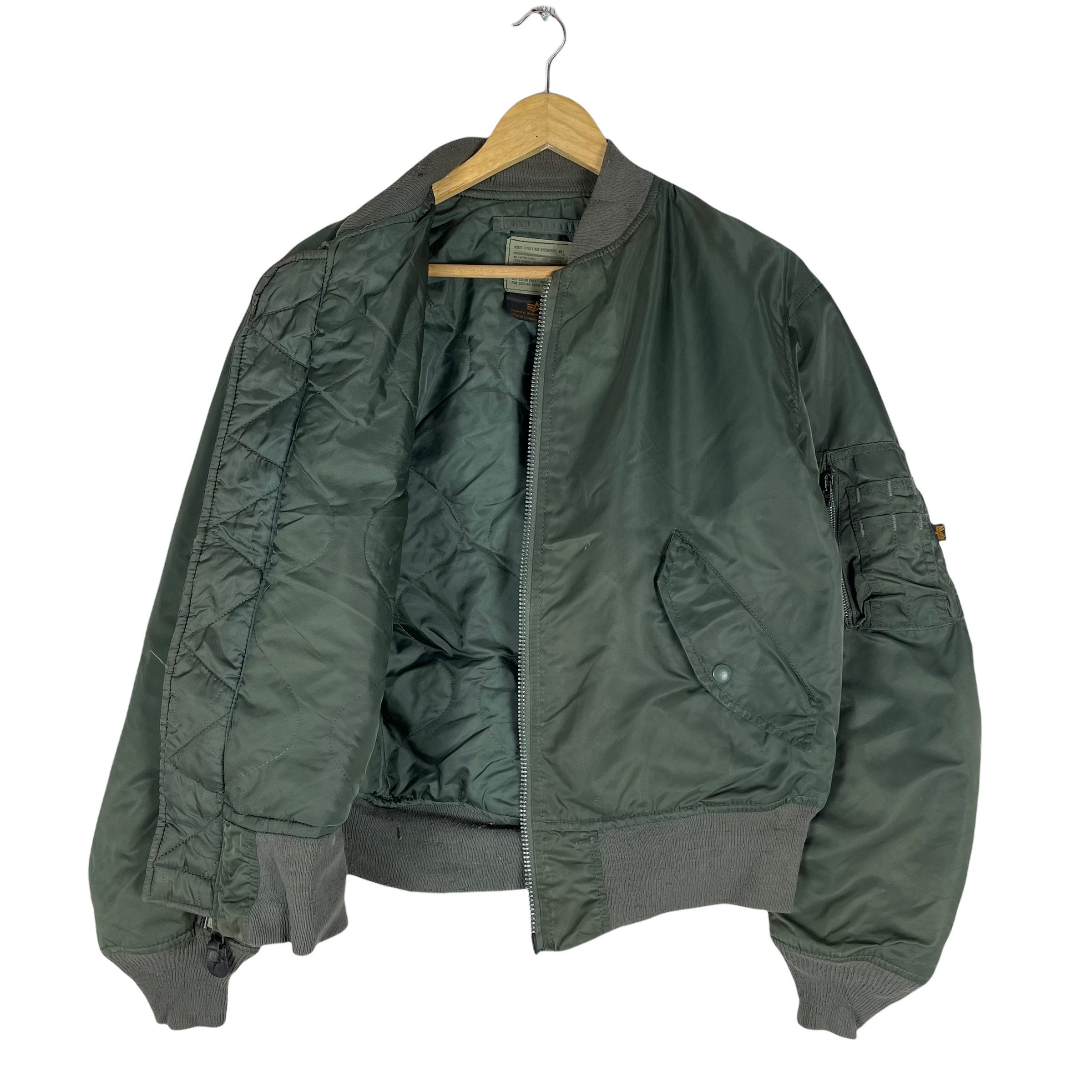 ALPHA INDUSTRIES Flight MA-1 Bomber Jacket Green Flyers Military Size  Medium - Etsy Denmark