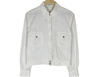 Vintage Chanel-truckerjack, witte kleur, maat Small