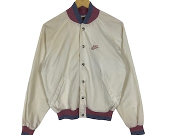 Vintage 90s Nike Varsity Jacket, Cotton Zip-Up, USA Size Small