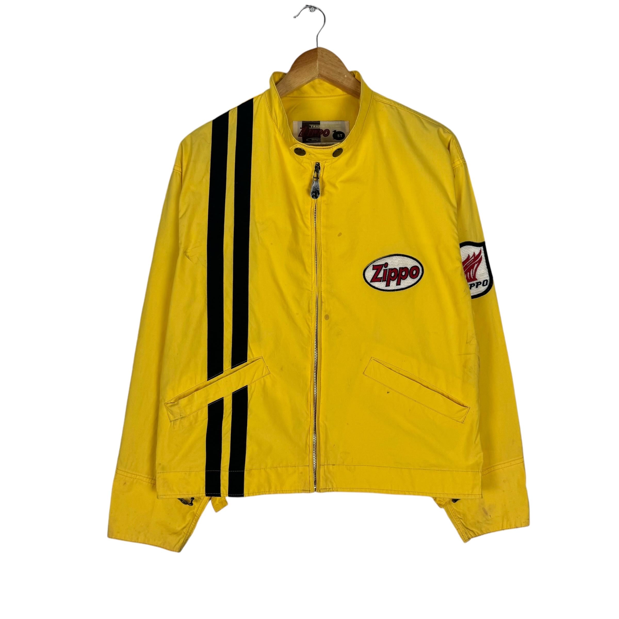 Vintage 70s Zippo Racing Bomber Jacket - Yellow Cotton, Size