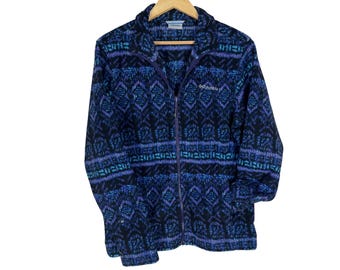Vintage Columbia Fleece Jacket, Aztec Tribal Geometric Full Zip Medium