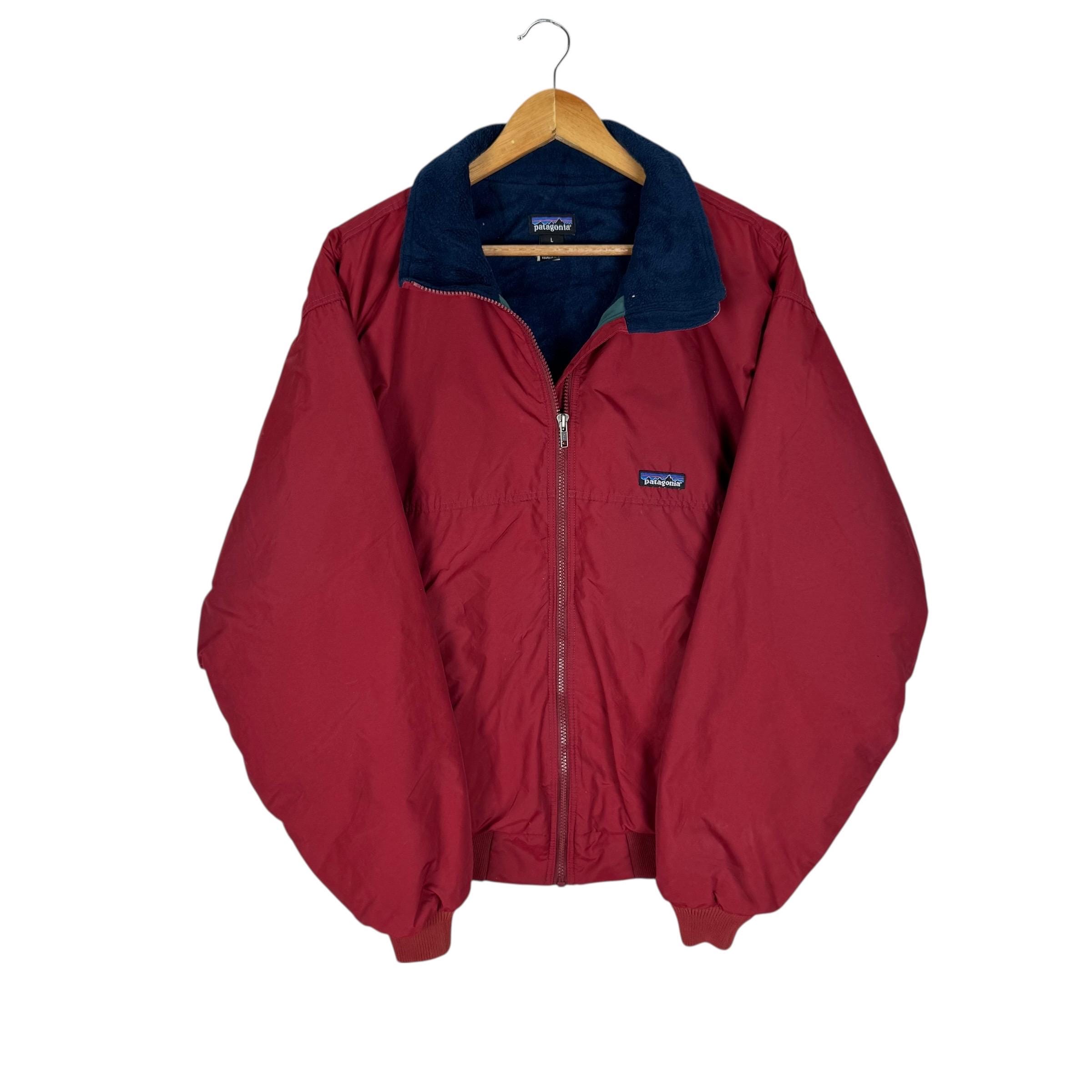 Vintage 90s PATAGONIA Bomber Jacket Fleece Red Colour Mountain