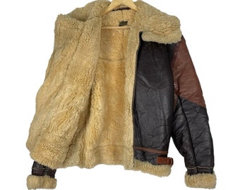 Vintage Aero Leather B3 Bomber Jacket: 90s Sheepskin Flight Coat