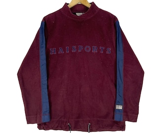 Vintage HAI Sporting Gear Fleece Sweatshirt - Kastanienbraun Rundhalsausschnitt Medium