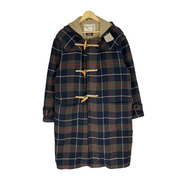 Montgomery Tinbett Emglang Duffle Coat Toggle Plaids Button Jacket Light Multicolour Fashion Parka Size Large