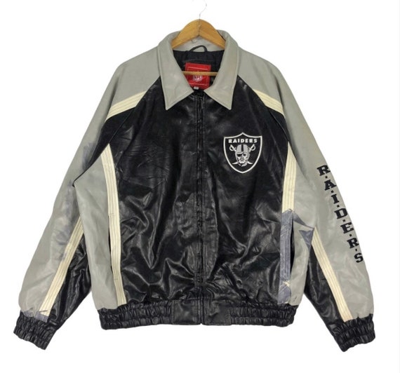 Vintage 90s Raiders NFL Varsity Zip Jacket Football Size Large