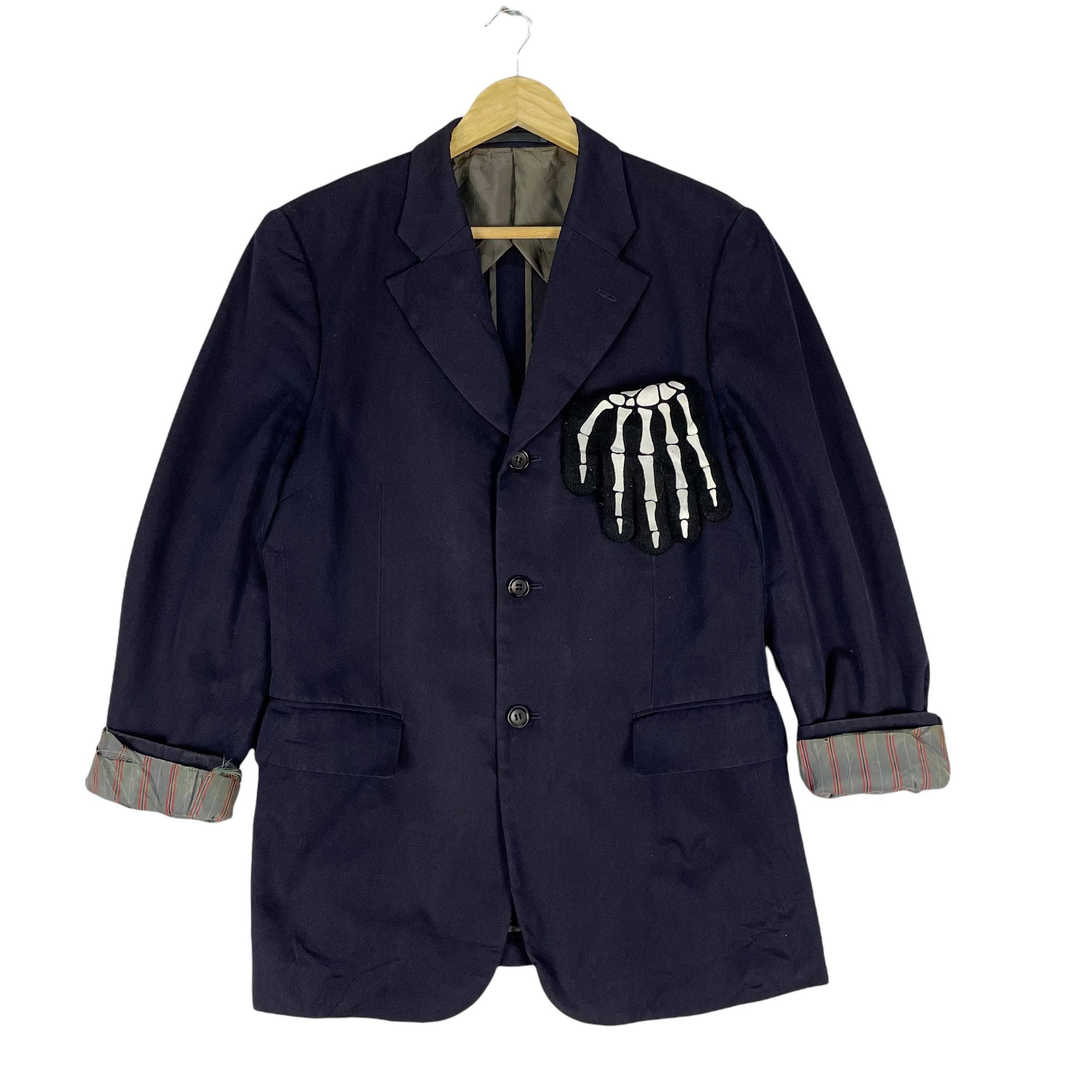 〔Vintage〕90s Black navy Simple suit デカ襟 Mens Vintage US Navy Double Breasted Black Blazer Small