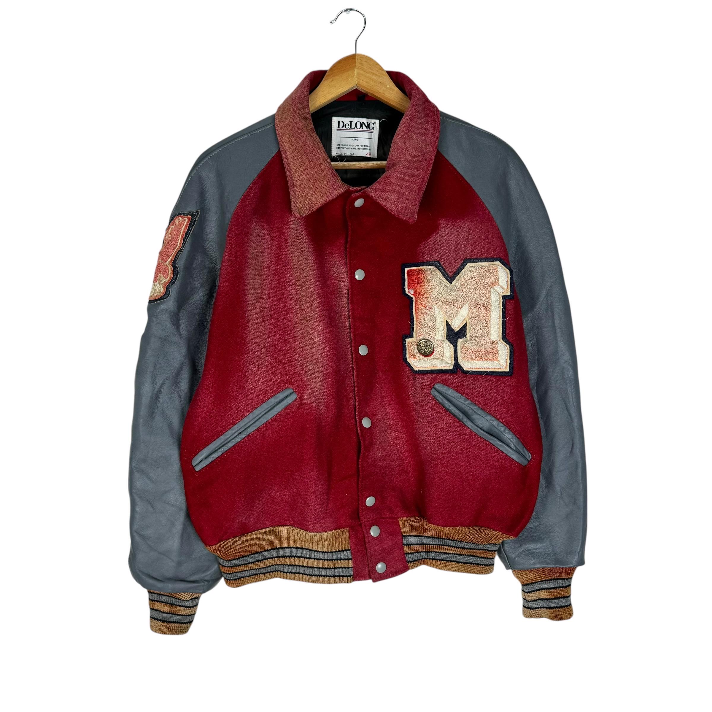 70s~80'S DeLONG sailor collar wool varsity jacket award
