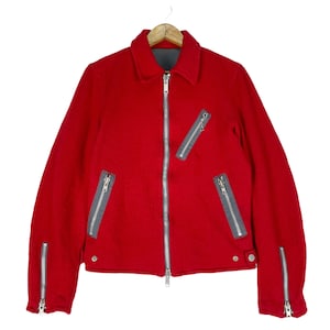SHIPS JET BLUE Bikers Wool Jacket Japan Zip Button Japanese Brand Size Large