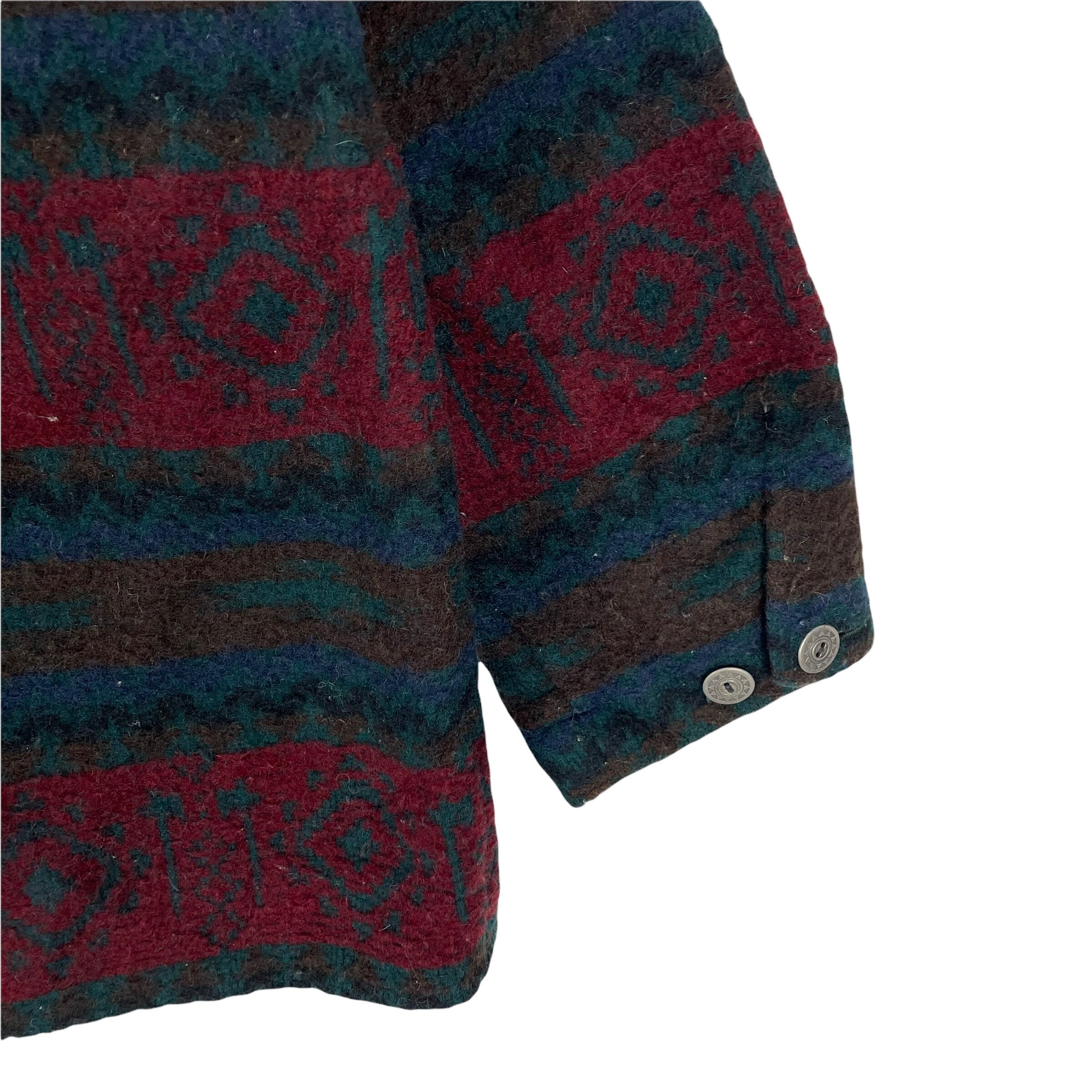 Vintage 90s Woolrich Aztec Wool Light Zipper Jacket Native Navajo