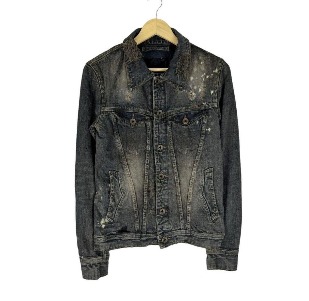 ジャケット・アウター 00s goa damage denim jacket distressing GOA Denim Distressed Type 3 Jacket Japanese Brand (size Small