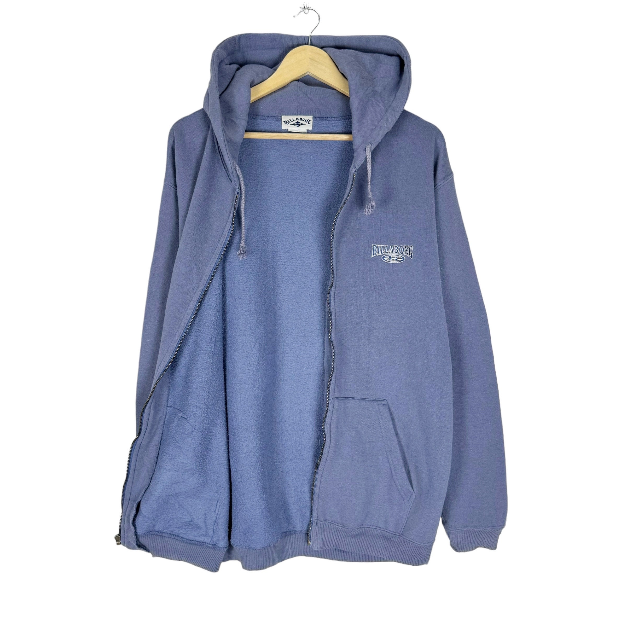 Vintage 90s Billabong Hoodie Surf Zipper Sweatshirt Blue Colour