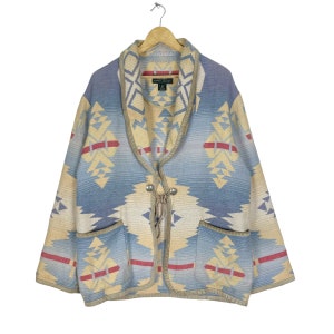 Lauren Ralph Lauren Native Hippie Cardigan Navajo Mexican Fashion Aztec Design Size Medium