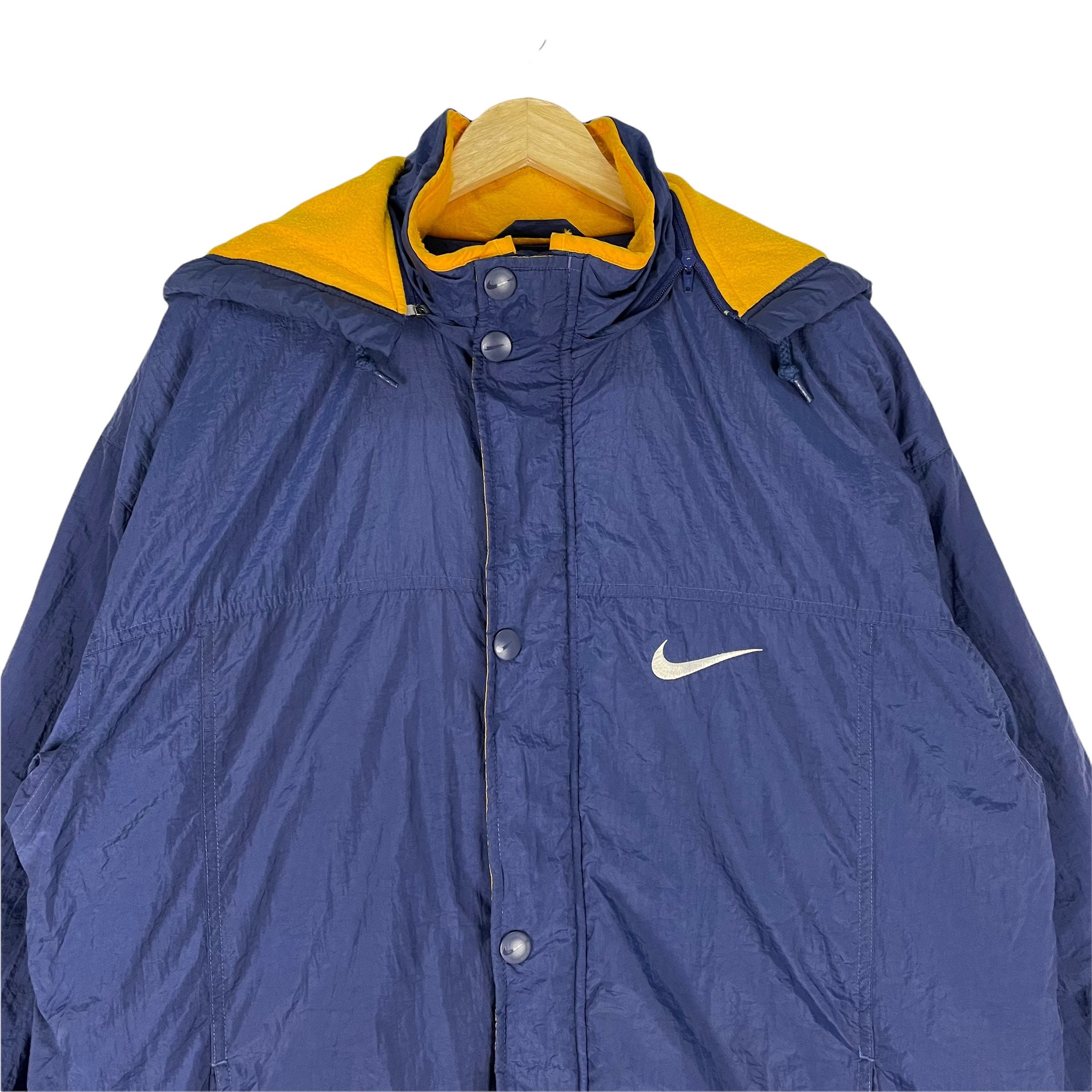 Vintage 90s NIKE Hoodie Windbreaker Navy Colour Spellout Vintage 90s NIKE Hoodie Windbreaker Navy Colour Spellout