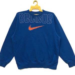 Nike Swoosh Sweatshirt Swoosh Big Logo Blue Embroidered Tennis Golf Sportswear Clothing Saiz Xlarge Sweater