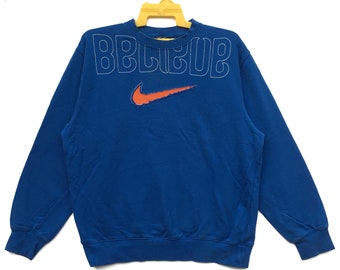 Nike Swoosh Sweatshirt Swoosh Big Logo Blue Embroidered Tennis Golf Sportswear Clothing Saiz Xlarge Sweater