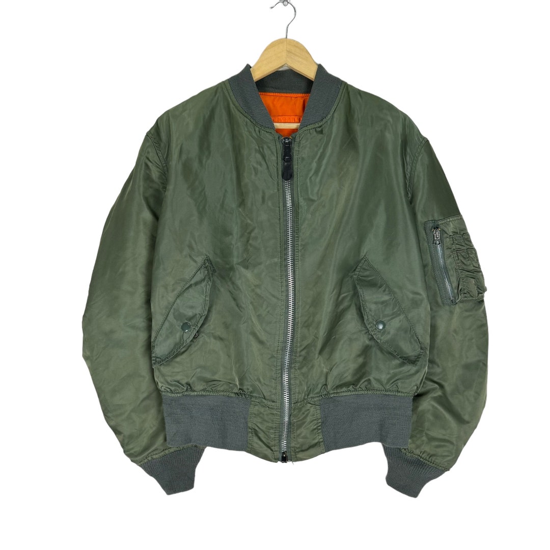 ゾ*郎様 80s alpha reversible ma-1 flight ja ALPHA INDUSTRIES Reversible Flight MA-1 Bomber Jacket Green