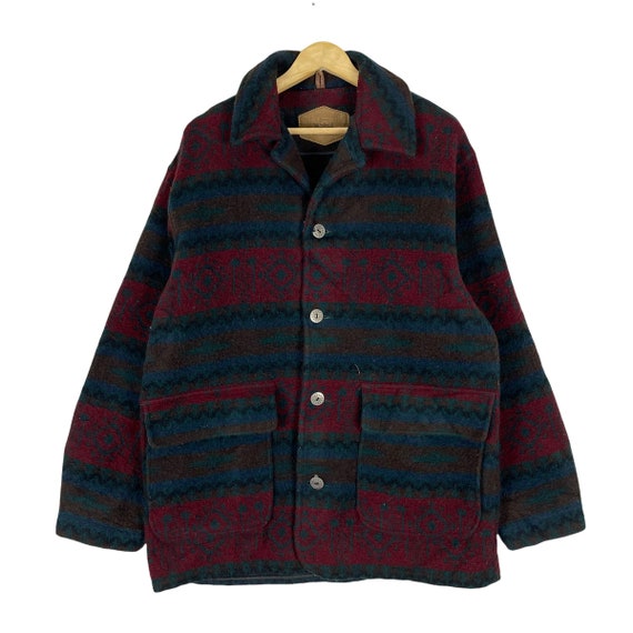 Vintage 90s Woolrich Aztec Wool Light Zipper Jacket Native