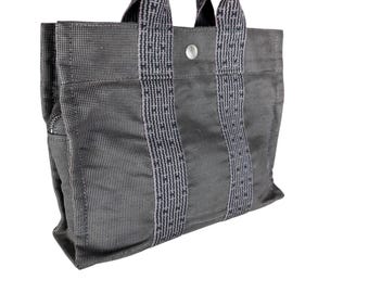Vintage 90s Hermes Her Line Canvas Grey Colour Mini Tote Bag