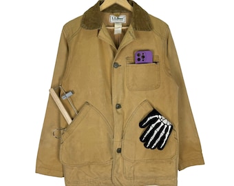 Vintage LL Bean Hunting Chore Canvas Jacket L Size USA Made