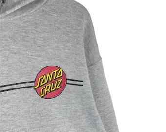 Vintage 90s Santa Cruz Hoodie Skateboard Skate Powell Grey Colour