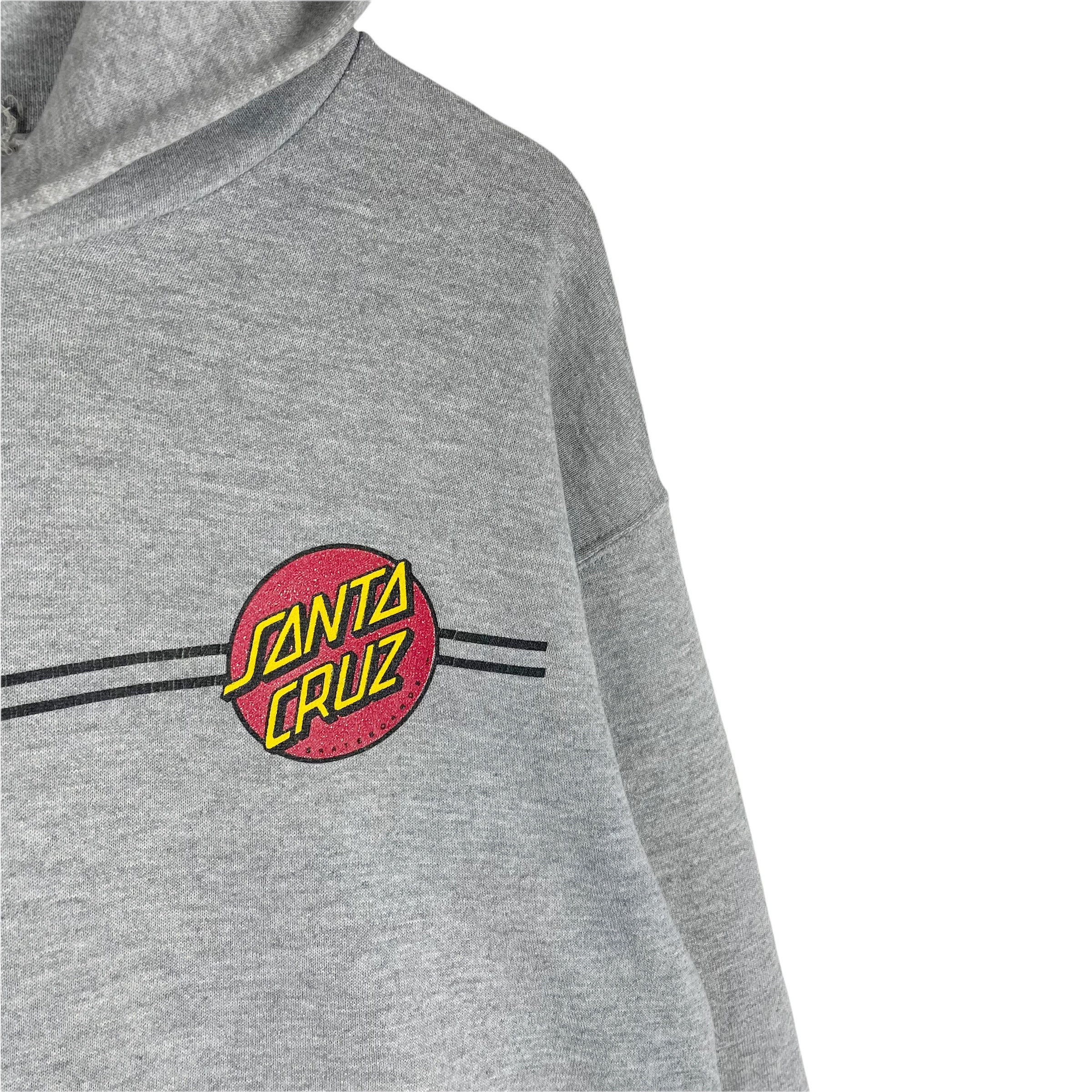 Vintage 90s Santa Cruz Hoodie Skateboard Skate Powell Grey Colour