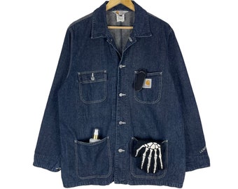 Vintage 90s Carhartt Denim Michigan Workwear Jacket Large Carhartt