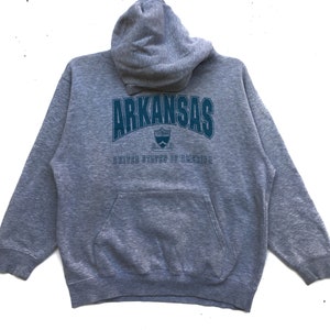 Rare!! Arkansas University Hoodie Sweatshirt Crewneck Sweater Spell Out Large Size