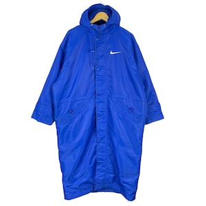 Vintage 90s NIKE Hoodie Parka Windbreaker Blue Colour Light Zip Long Jacket Streetwear Clothing Sweater Size Medium