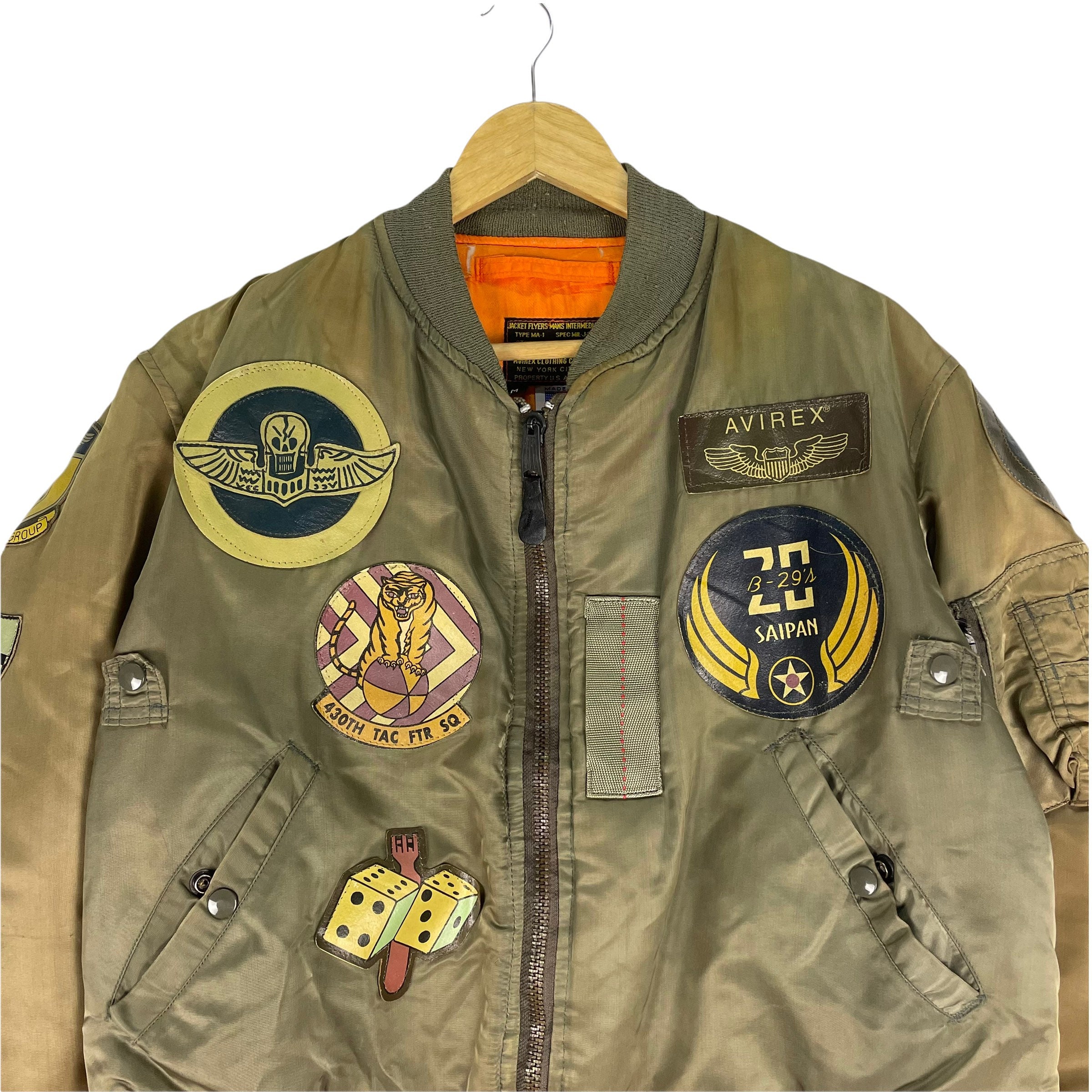 Custom Top Gun Nylon Bomber Jacket with Military Patches Black Mens L