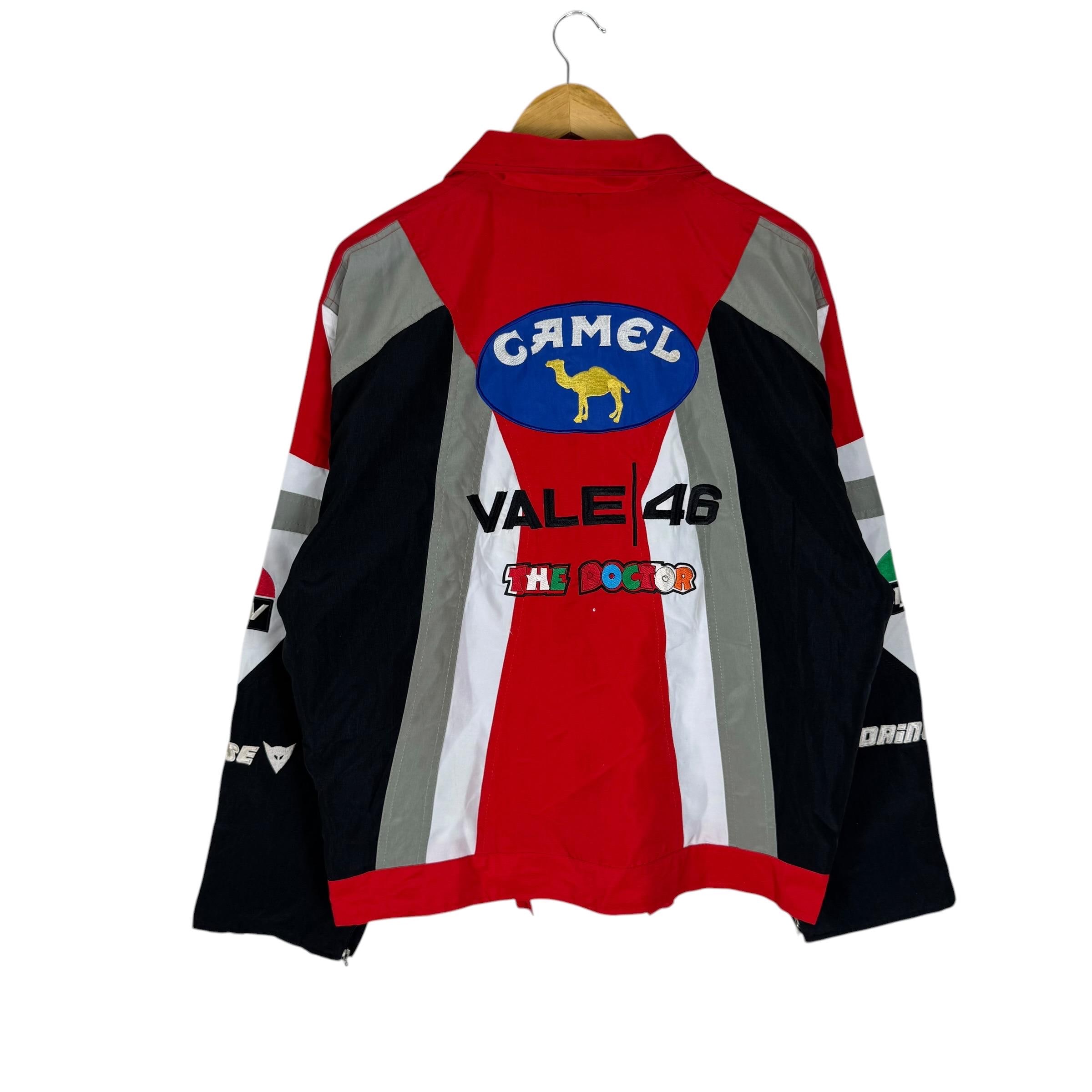 Giacca da moto GP vintage Yamaha Valentino Rossi VR46 color cammello – Giacca a vento in cotone (L)