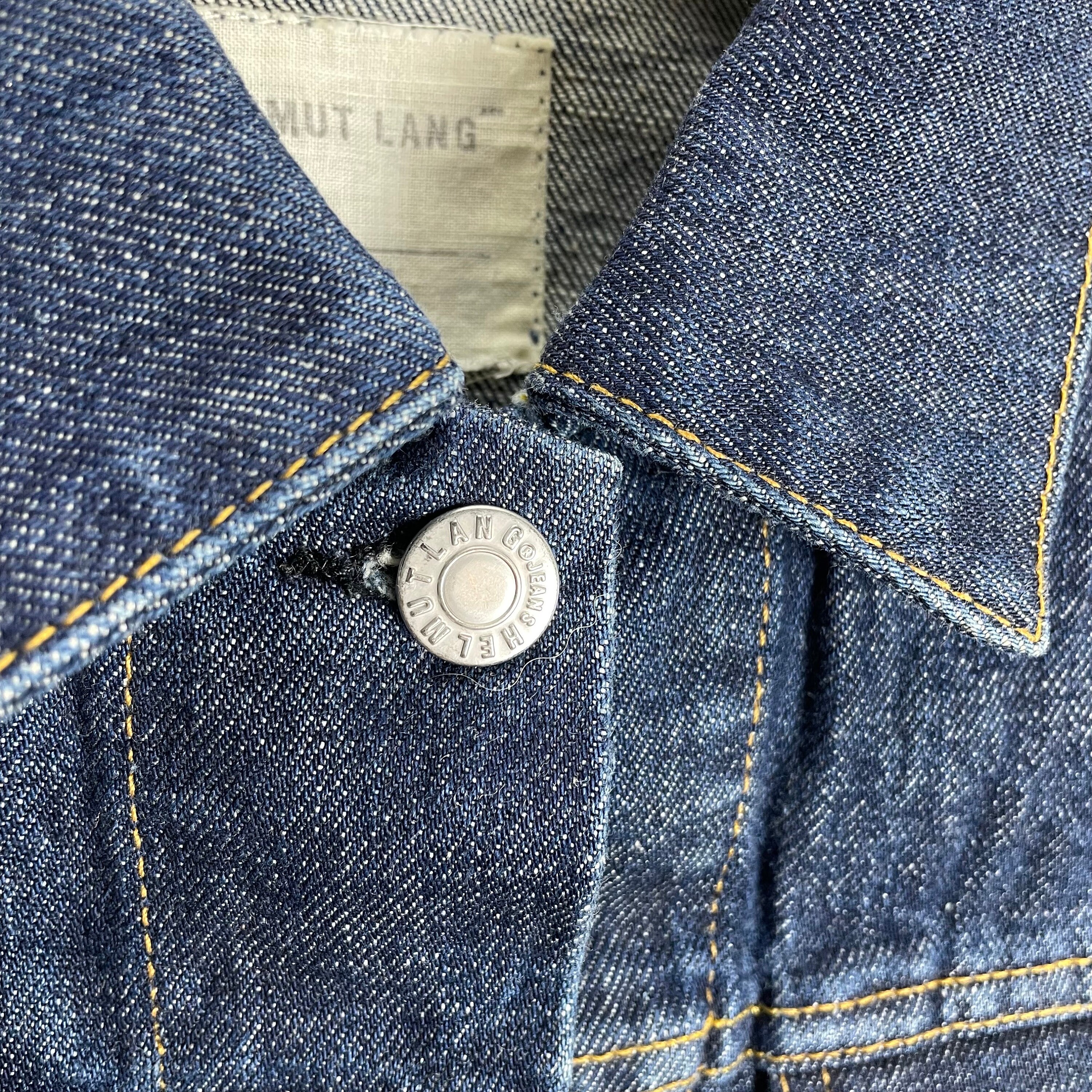 Vintage 90s Helmut Lang Denim Jacket: Folded Sleeve, Blue, Size 38