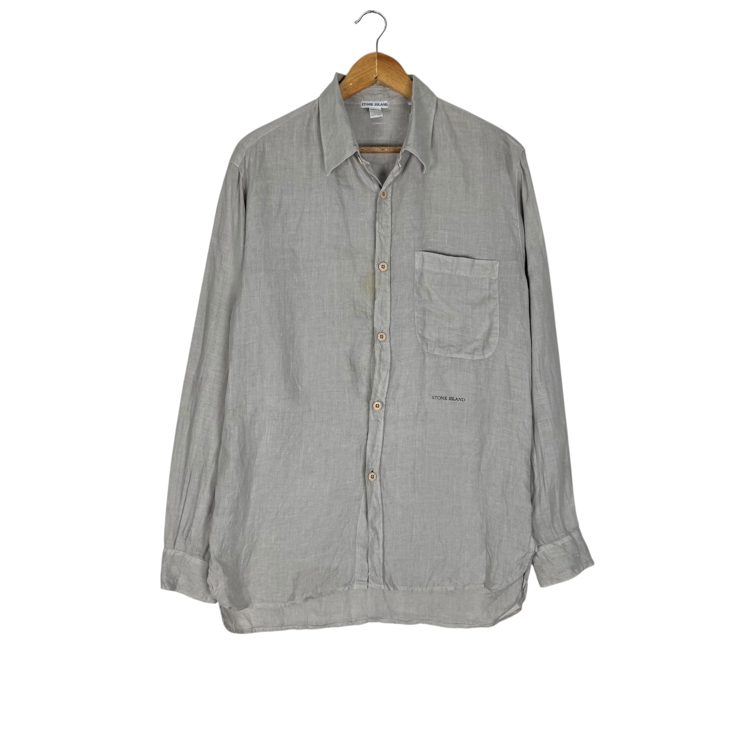 Vintage 90s Stone Island Linen Long-sleeve Shirts Massimo Osti