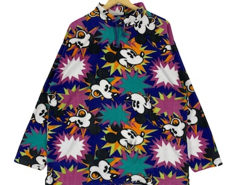 Vintage 90s Mickey Mouse Fleece Pullover, Tokyo Disney, Medium