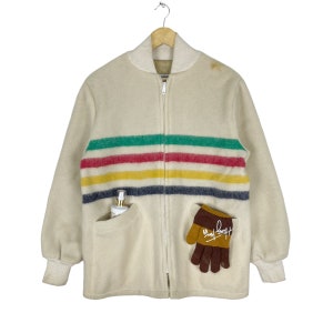 Iconic!! Vintage 50s Hudson Bay Striped Pure Wool Blanket Boxy Coat Jacket