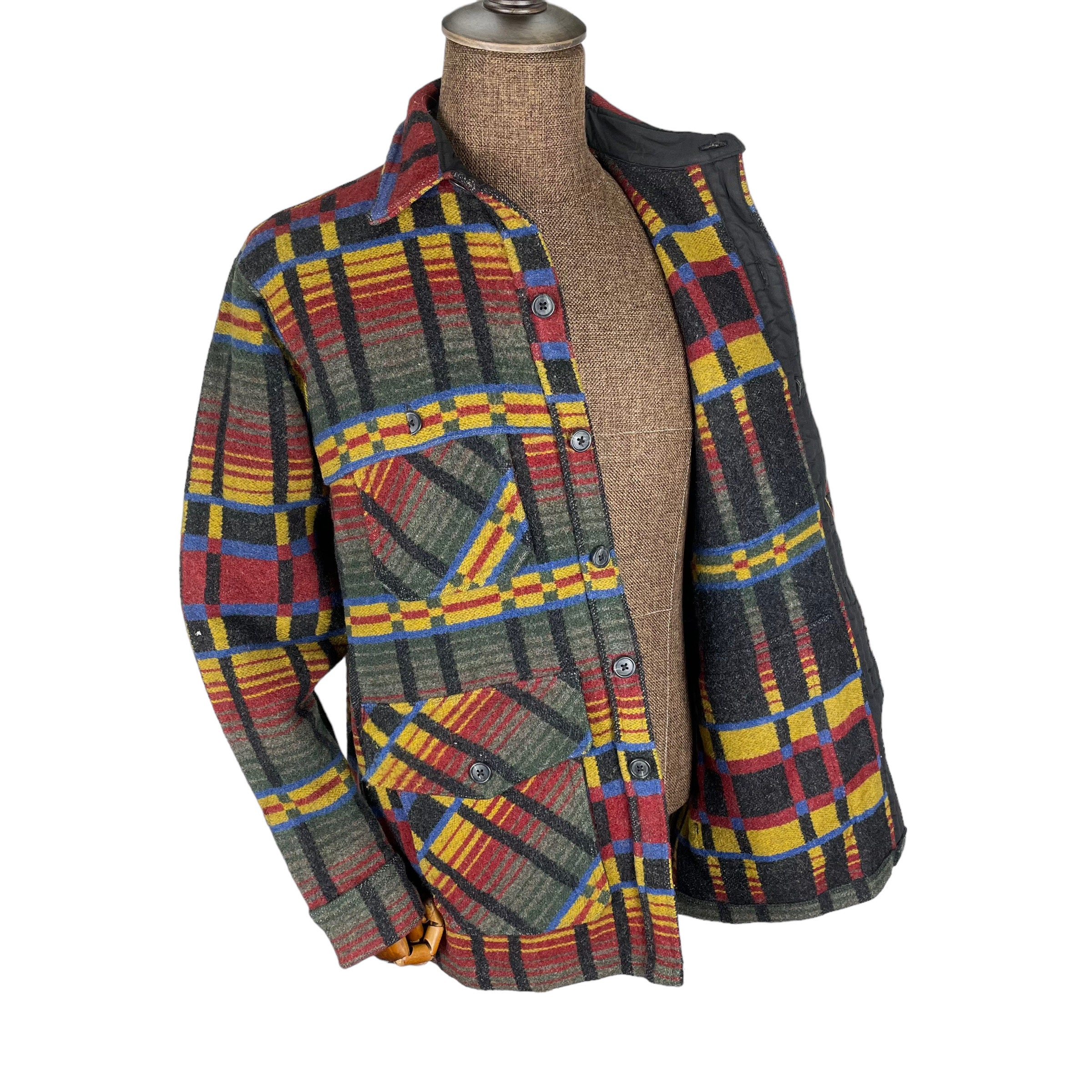 Vintage 90s Woolrich Stripes Wool Zipper Jacket Native Navajo