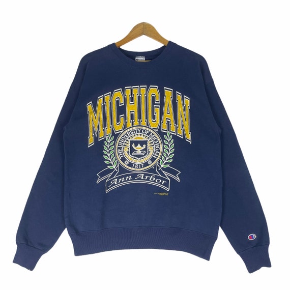 Vintage 90s University Michigan Sweatshirt Navy Blue Colour Michigan Crewneck Size Small