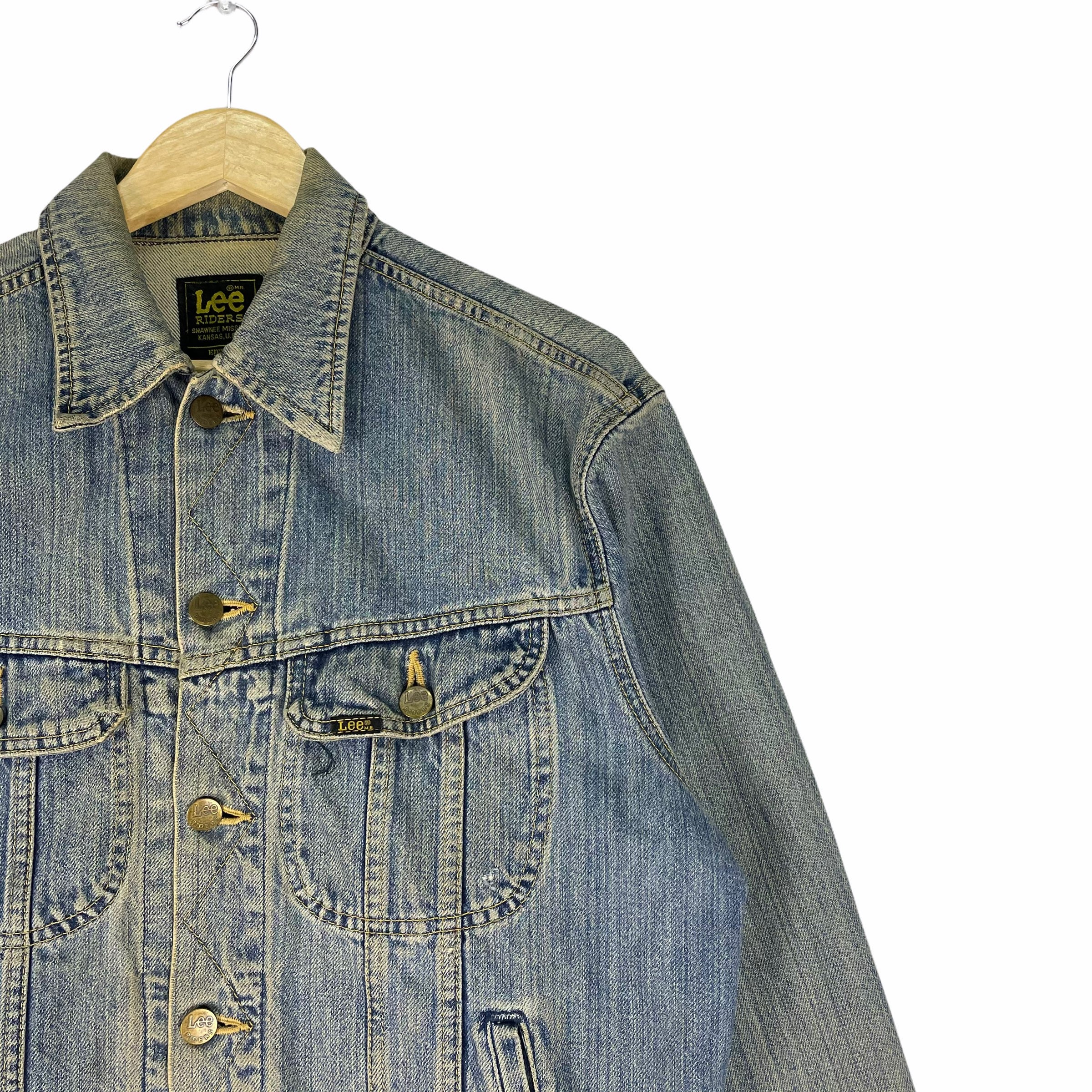 Vintage 90s Lee Riders Trucker Denim Jeans Jacket Workwear Blue 