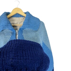 Vintage 70s Wool Cowichan Cardigan: Diamond Pattern Knit Ski Sweater image 6