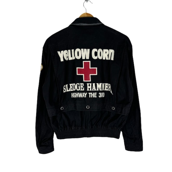 Vintage 90s Yellow Corn Racing Jacket: Sledge Hammer Motorcycle