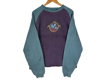 Vintage Mambo Loud Graphic Sweatshirt Raglan Colorblock Two Tone Jumper Size 16