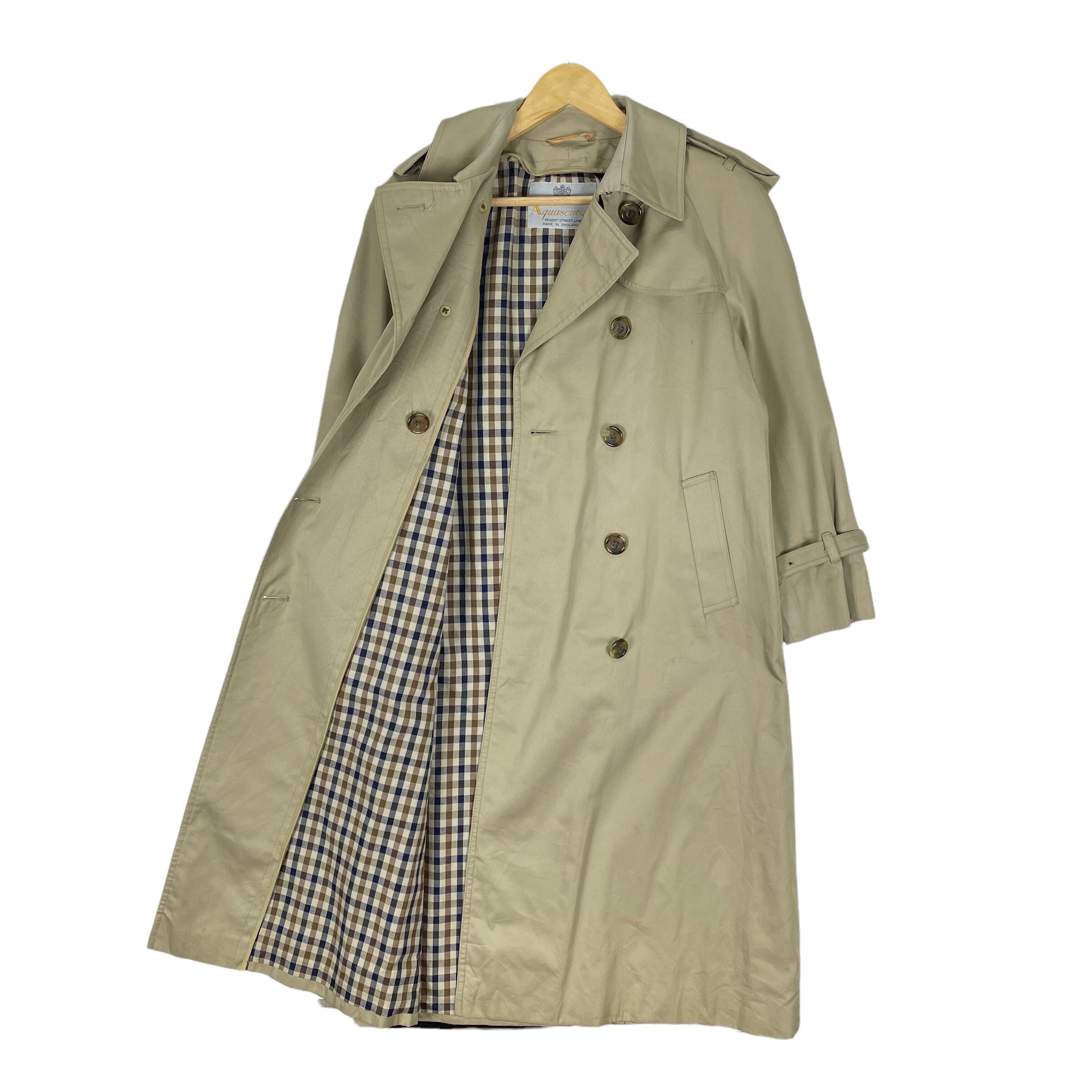 Vintage 90s AQUASCUTUM Trench Coat Jacket Inside Nova Check Vintage 90s AQUASCUTUM Trench Coat Jacket Inside Nova Check