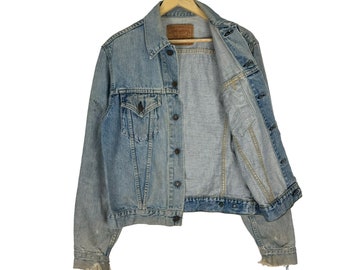 Vintage 90s Levi's Big E Denim Trucker Jacket - Distressed Size 40