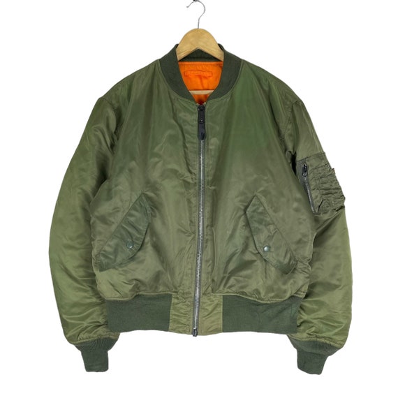 ALPHA INDUSTRIES Flight Size Large Etsy MA-1 Green Jacket Israel Reversible - Military Flyers Bomber