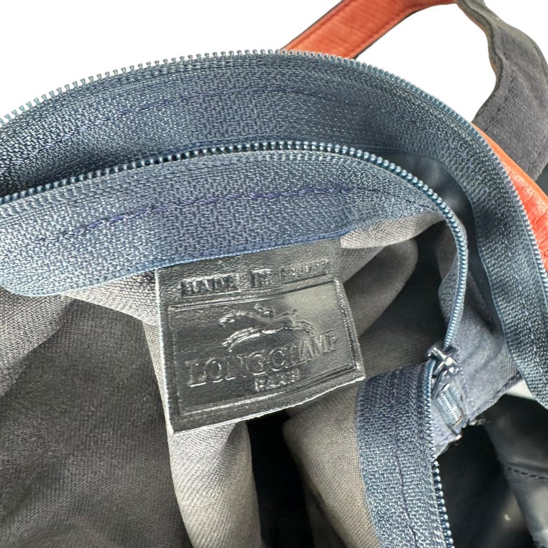 Long Champ Label Longchamp Strap Leather Navy Colour Tote Bag - Etsy